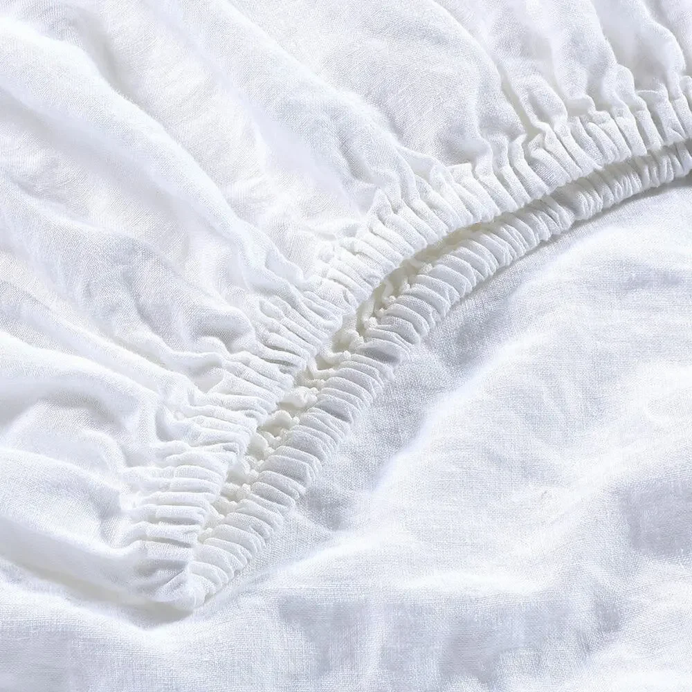 NEW Sijo Organic French Linen Set 4 Piece - 2 Pillowcases, 2 Sheets Snow King